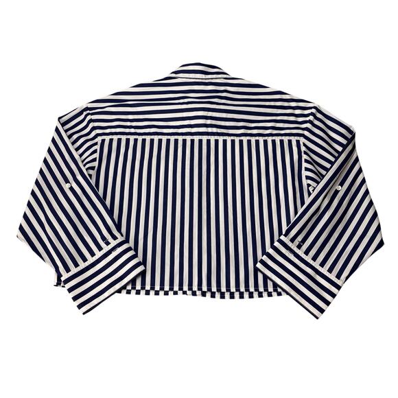 Madewell Straight Hem Poplin Shirt Blue White Stripe Boxy XS NWT - Picture 7 of 8